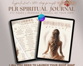 PLR Spirituality Journal Digital Editable Spiritual Healing Workbook Commercial Use Journal PLR Prompt Spiritual Planner Template DFY Resell