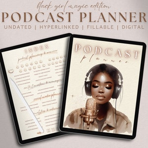 Podcast Planner Digital Podcasting Journal, Pod Cast Content Planning Social Media Planner Podcaster Episode Plan Interview Script Checklist