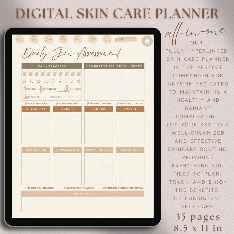 Black Girl Skin Care Planner Digital, Melanin Skin Assessment Journal, Ultimate Glow Up Planner, All-in-One Planner Skincare, Morning Routine Chart, AM PM Beauty Routine Tracker Bundle, Skincare Products Inventory,Daily Skincare Routine Organizer PDF