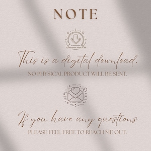 May include: A digital download notice with a download icon and an envelope icon. The text reads "This is a digital download. NO PHYSICAL PRODUCT WILL BE SENT. If you have any questions PLEASE FEEL FREE TO REACH ME OUT."
