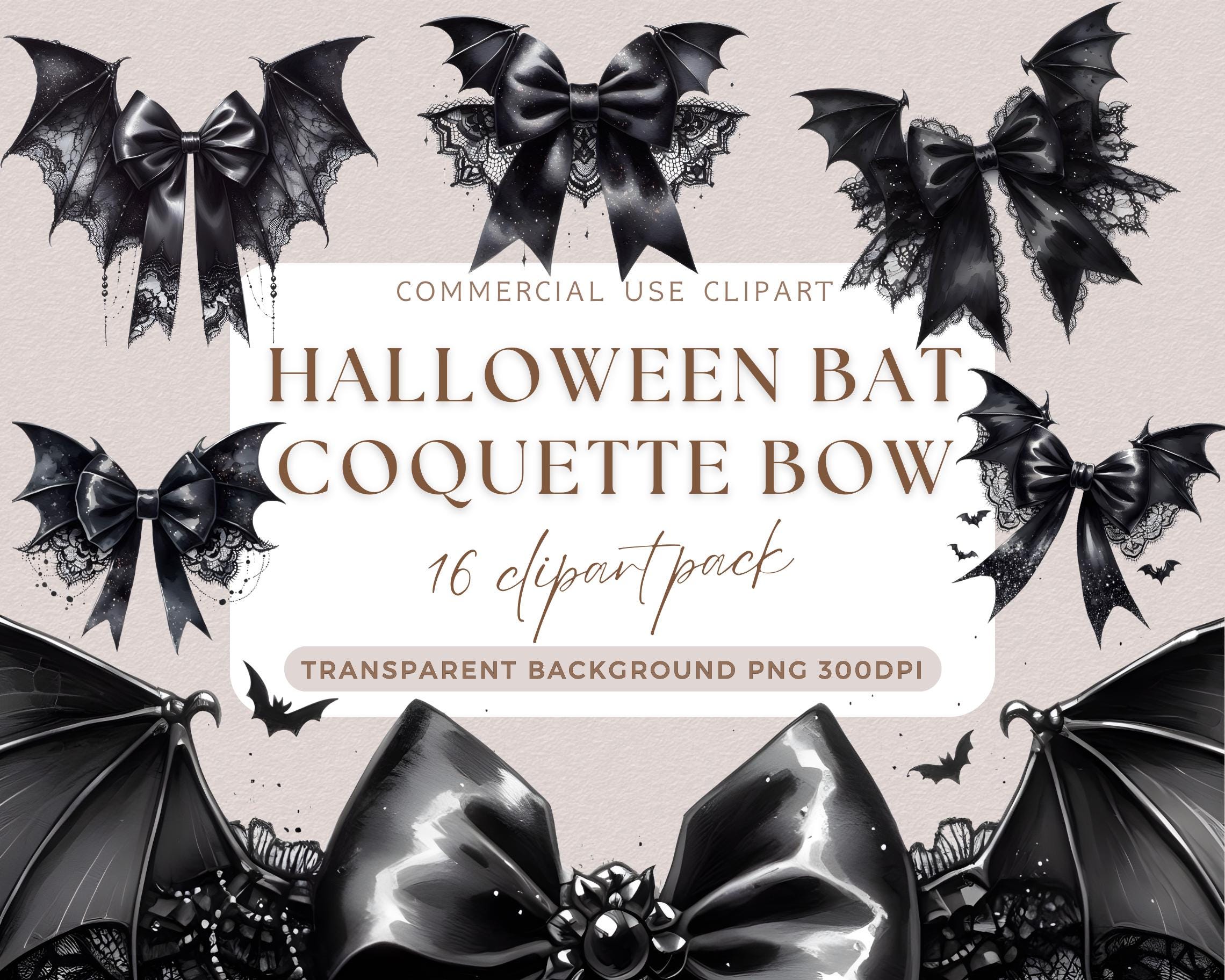 Halloween Bat Gothic Coquette Bow PNG Clipart Watercolor, Retro ...