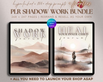PLR Shadow Work Journal Bundle, DFY Heal Your Inner Child Workbook PLR Mental Health Journaling Prompts Self Acceptance Plr Planner Template