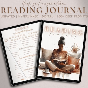 Reading Journal Digital Black Girl Reading Reading Planner Bookish Daily Log Tracker Book Series Review Template Reading Chart Bookworm Gift