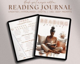 Reading Journal Digital Black Girl Reading Reading Planner Bookish Daily Log Tracker Book Series Review Template Reading Chart Bookworm Gift