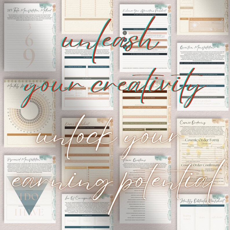 PLR Journal Bundle Manifestation Mastery Black Girl Magic, PLR Manifest Journal Digital, PLR Law Of Attraction Journal Digital, Abundance Mindset Journal with Resell Rights, Undated Hyperlinked 
 Manifesting Planner Template, Guided LOA Manifestation