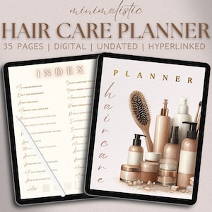 Planificateur numérique de soins capillaires, routine de soins capillaires naturels, journal de beauté éclatant, suivi de la santé des cheveux, journal des réactions du cuir chevelu, recette de soins capillaires DIY