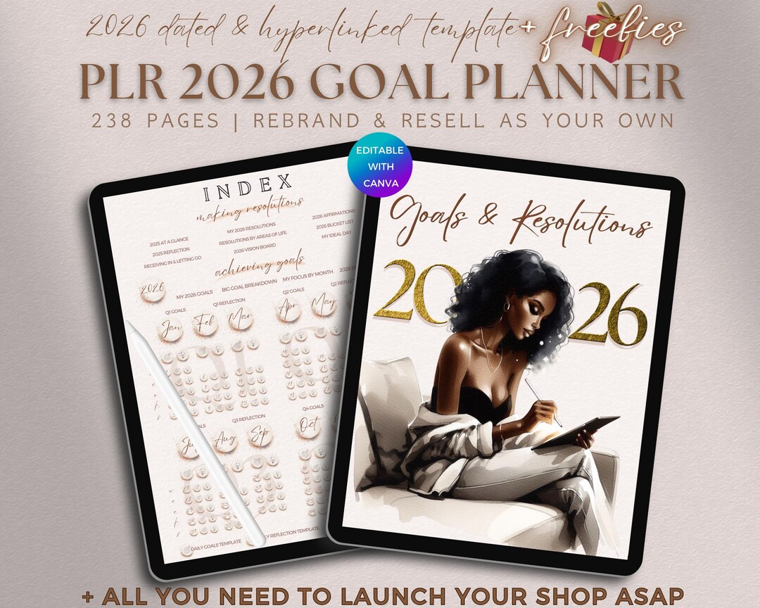 PLR 2026 Goal New Year Resolution Planner Black Girl Productivity Tool ...