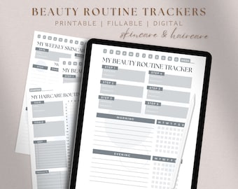 Beauty Routine Tracker, Skincare Routine Journal, Haircare Routine Planner, Beauty Planner PDF Template, Skin Care Checklist, Hair Care Log