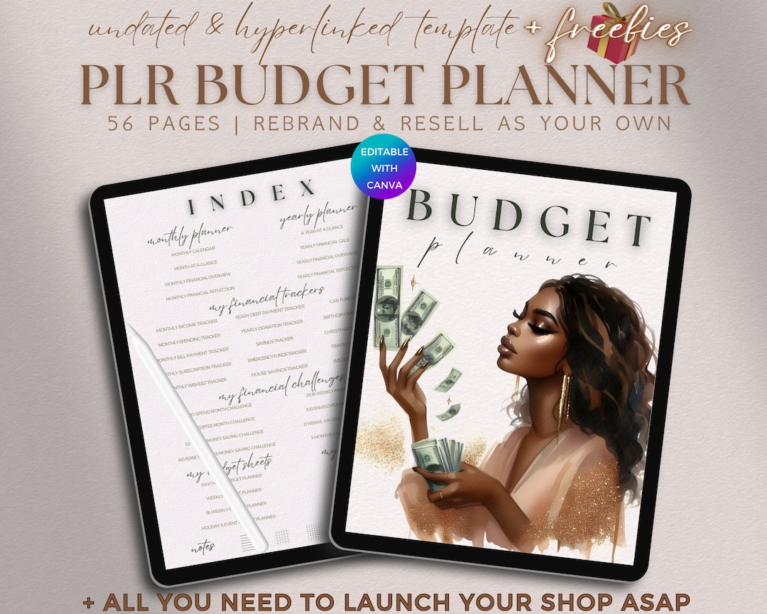 PLR Budget Planner Digital, Editable Financial Planner Commercial Use ...