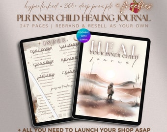 PLR Heal Your Inner Child Journal Digital, Mental Health Guided Shadow Work Workbook PLR Prompts Self Therapy DFY Planner Template Resell