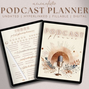 Podcast Planner Digital Podcaster Journal, Pod Cast Content Social Media Planner Podcasting Episode Planning Interview Script Checklist