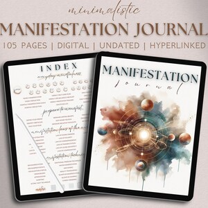 Journal des manifestations Planificateur de manifeste numérique Cahier d'exercices pour manifester de l'argent Feuille de travail sur la loi de l'attraction Tableau de visualisation de la gratitude Chèque d'abondance