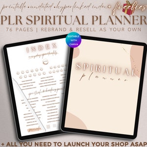 PLR Printable Spiritual Planner, Editable Spiritual Awakening Journal Commercial Use, PLR Spirituality DFY Workbook Template Resell Rights