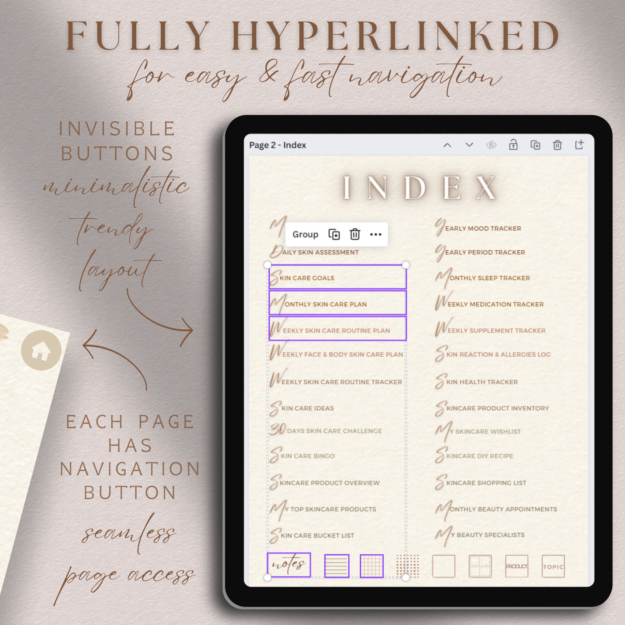 PLR Skin Care Planner Digital, Editable Skincare Journal Commercial Use ...