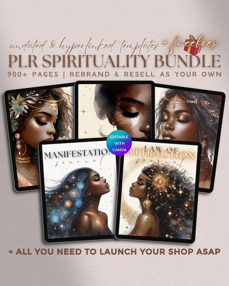 PLR Journal Spiritual Bundle, PLR Digital Planner Spirituality DFY ...
