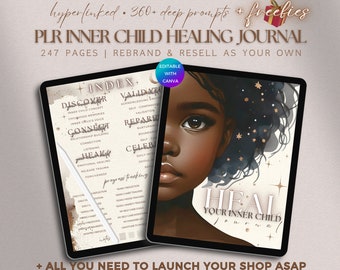 PLR Inner Child Healing Journal Digital Mental Health Shadow Work Workbook PLR Journal Prompt Guide Self Therapy DFY Planner Template Resell