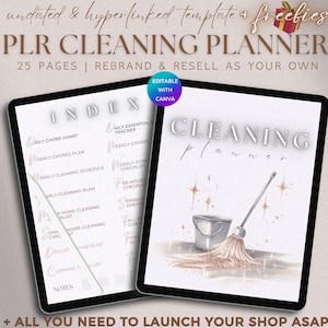 PLR Cleaning Planner Digital, Editable Household Planner Commercial Use, Undated Housekeeping Planner Resell Template, Cleaning Schedule PLR