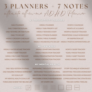 PLR ADHD Planner Digital, Editable Planner Commercial Use, Undated Printable ADHD Journal, Hyperlinked Digital Adhd Planner Resell Template