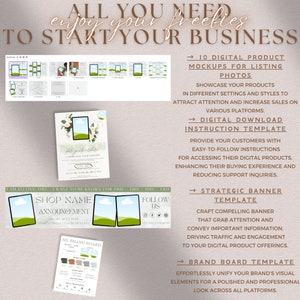 May include: A digital marketing guide for Etsy sellers with tips on how to start and grow your business. The guide includes information on creating product listings, using social media, and running promotions.