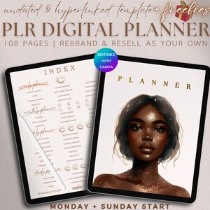 PLR Digital Planner Template Undated Hyperlinked Editable Life Journal Commercial Use DFY Planner Resell Rights Done For You Digital Product