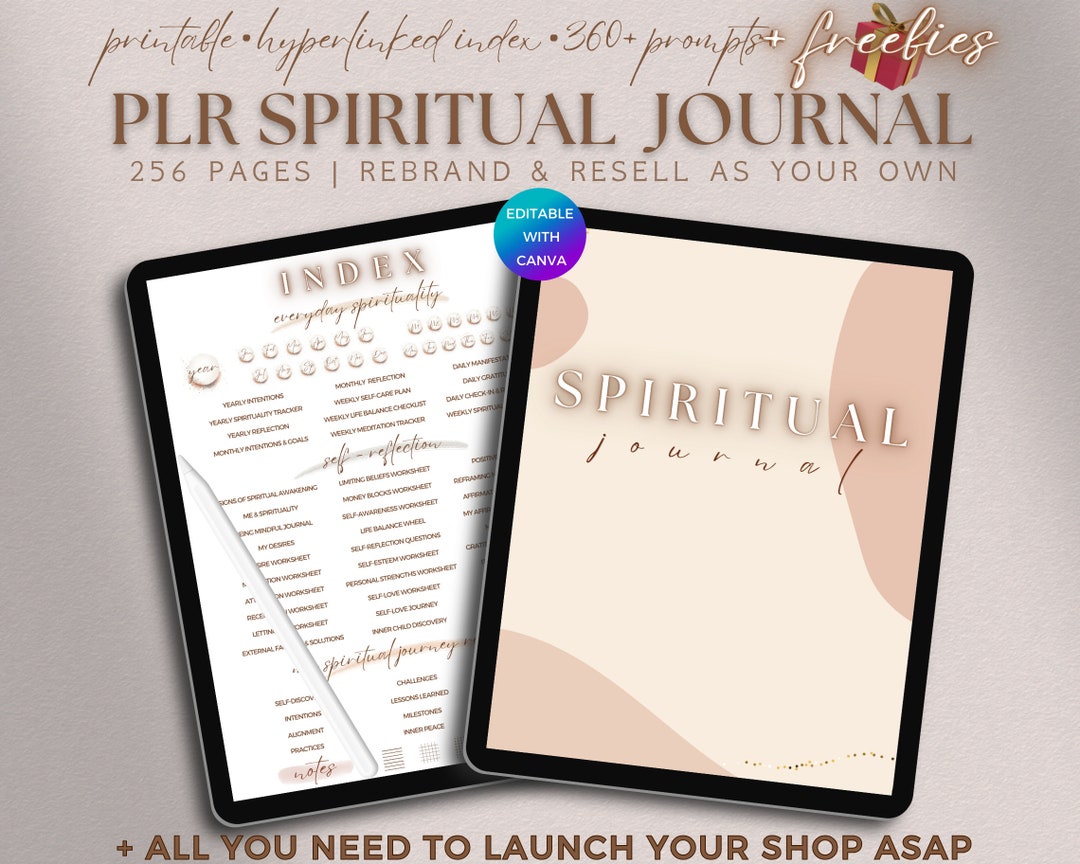 PLR Printable Spirituality Journal Editable Self-improvement Worksheets ...