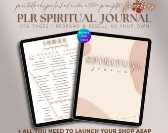 PLR Printable Spirituality Journal Self-Improvement Workbook Commercial Use Deep Prompt Spiritual Digital Product Editable Template Resell