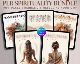 PLR Spirituality Journal Bundle, PLR Digital Planner Spiritual DFY Shadow Work Worksheet, Law of Attraction Manifestation Workbook Template