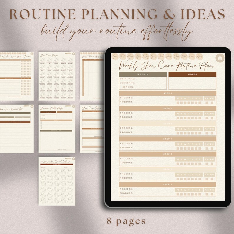 Black Girl Skin Care Planner Digital, Melanin Skin Assessment Journal, Ultimate Glow Up Planner, All-in-One Planner Skincare, Morning Routine Chart, AM PM Beauty Routine Tracker Bundle, Skincare Products Inventory,Daily Skincare Routine Organizer PDF