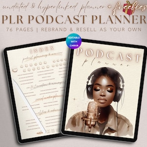 PLR Podcast Planner Digital Editable Podcaster Journal Commercial Use, Pod Cast Content Planning, PLR Social Media Planner Template Resell