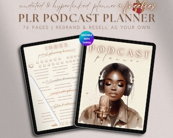 PLR Podcast Planner Digital Editable Podcaster Journal Commercial Use, Pod Cast Content Planning, PLR Social Media Planner Template Resell