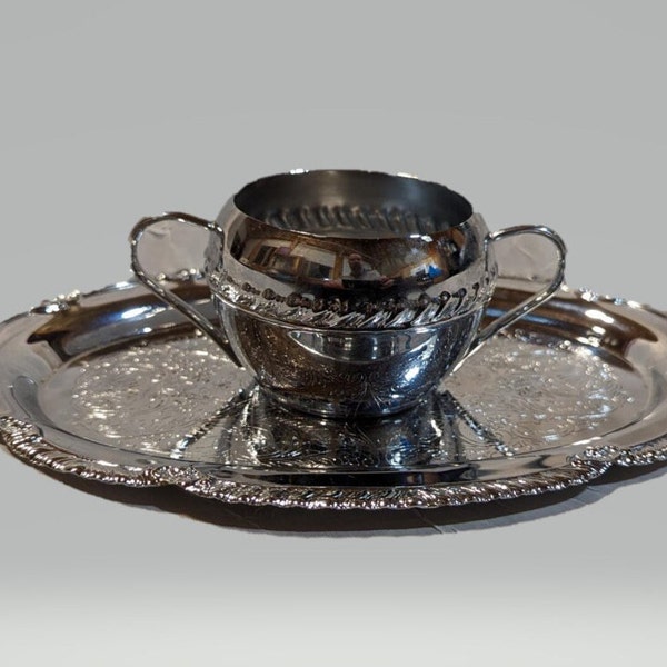 Ornate Silver Platter and Cup