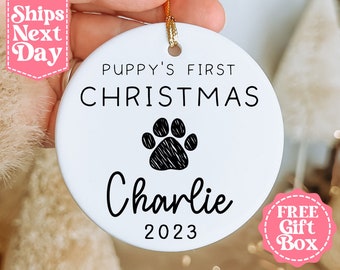 Puppy’s First Christmas Ornament - Acrylic Christmas 2023 Ornament - New Dog Christmas Ornament - Puppy, Dog Ornament MO-0391