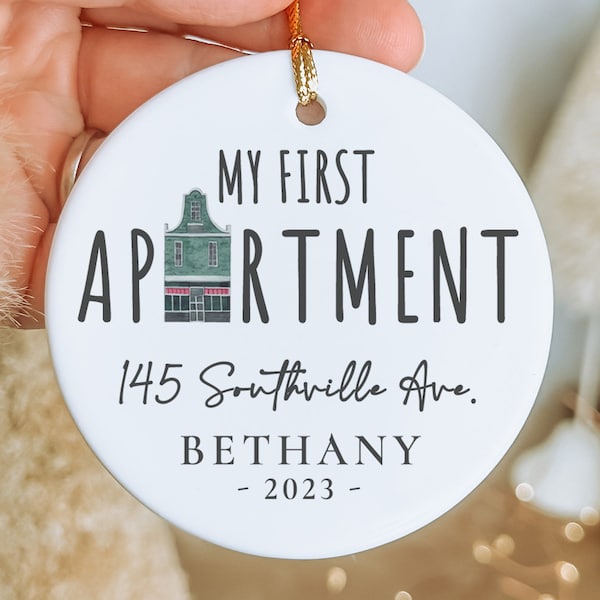 My First Apartment - First Christmas in New Home Ornament 2023 - Personalized Apartment Address Christmas Ornament - Wreath Ornament MO-0299