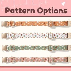 Collares bohemios retro con flores para perro, collares florales, collares minimalistas personalizados con nombre, estampado floral bohemio DC-066 imagen 2