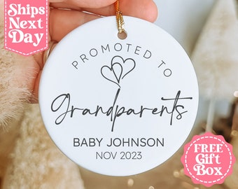 Promoted to Grandparents Ornament - Pregnancy Announcement 2023 - Pregnancy Reveal Christmas Ornament for Grandma, Grandpa MO-0418