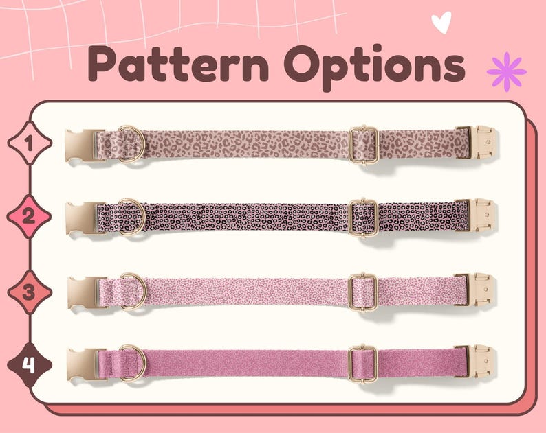 Pink Leopard Print Dog Collar, Custom Dog Collar with Name, Pink Cheetah Print Dog Collars Girl, Pink Leopard Dog Collars Cheetah DC-093 image 2