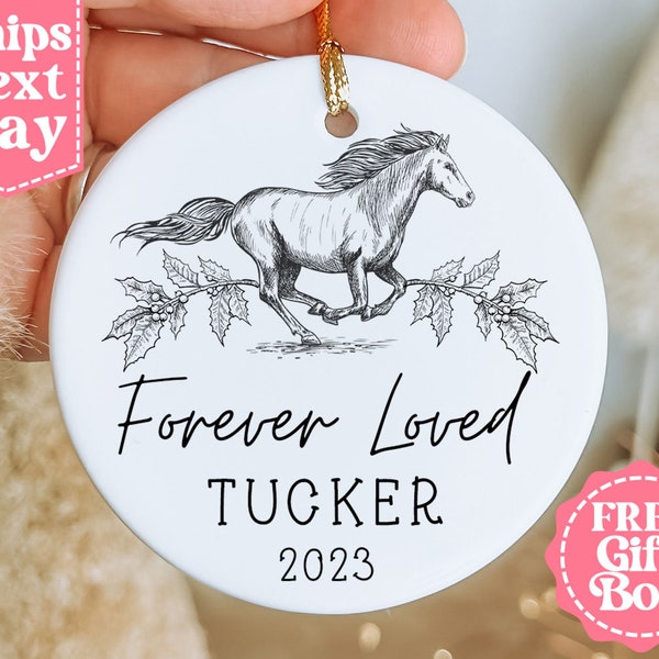 Personalized Horse Memorial Ornament - Horse Christmas Ornament - Personalized Horse Loss Gift - Horse Memorial Gift - Equestrian MO-0197