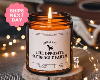 Smells Like the Opposite of Beagle Farts. Funny Beagle Dog Mom, Dad Gift - Gift for Beagle Owner - Soy Wax Scented Candle MC-293