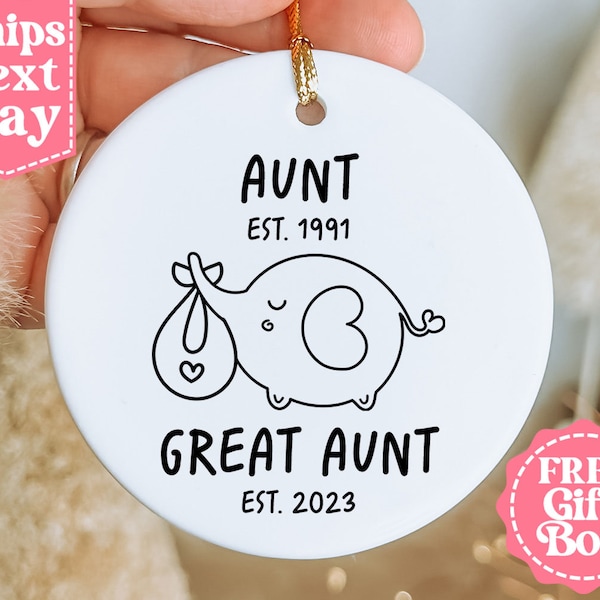 Aunt, Great Aunt Ornament - Pregnancy Reveal, Pregnancy Announcement - Future Aunt Gifts - New Baby Announcement Christmas Ornament MO-0183