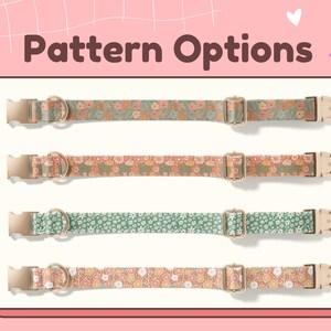 Vintage Floral Dog Collar Personalized, Custom Dog Collar with Name, Boho Floral Print Dog Collar, Collar Leash Set, Metal Buckle DC-069 image 2