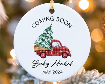 Baby Coming Soon Ornament - Pregnancy Reveal Ornament - Pregnancy Announcement Christmas Ornament - Ornament for Baby MO-0272