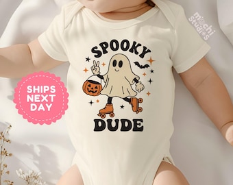 Spooky Dude Halloween Baby Bodysuit, Funny Ghost Baby Outfit, Fall Baby Clothes, Trick Or Treat Costume Baby Shower Gift(AD-116)