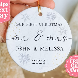 Our First Christmas Married as Mr and Mrs Ornament 2023 - Personalized First Christmas Married Ornament - Custom Couple Ornament MO-0283
