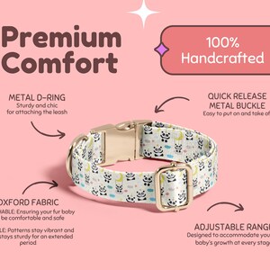 Panda Bear Personalized Dog Collar Custom Name, Phone Number, Engraved, Collar Leash Set, Gift for Dogs, Cute Panda Pattern Kawaii DC-023 image 3