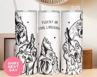 Vaso personalizado con fluidez en lenguaje grosero, regalo de pollo divertido de 20 oz, vaso delgado personalizado para amigo o compañero de trabajo (SL-5 20 oz)