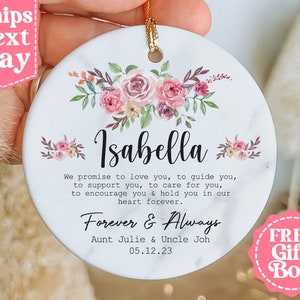 Personalized Godparents Name Ornament - Godmother Godfather Keepsake - Christening Baptism Godparents Ornament - Baptism Keepsake MO-0092