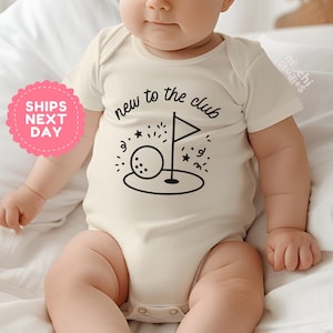 Golf Baby Bodysuit, New To The Club Baby Outfit, Golf Theme Baby Shower Gift, Funny Golf Baby Clothes, Gender Neutral Baby Bodysuit(AD-15)