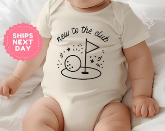 Golf Baby Bodysuit, New To The Club Baby Outfit, Golf Theme Baby Shower Gift, Funny Golf Baby Clothes, Gender Neutral Baby Bodysuit(AD-15)