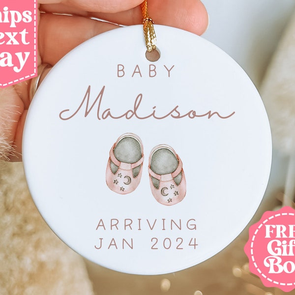 Baby Coming Soon Ornament - Pregnancy Reveal Ornament - Pregnancy Announcement Christmas Ornament - Baby Arriving in 2024 MO-0278