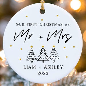 First Christmas Married Ornament - Mr and Mrs Custom Christmas Ornament  - Personalized Our First Christmas As Mr and Mrs Ornament - MO-0004